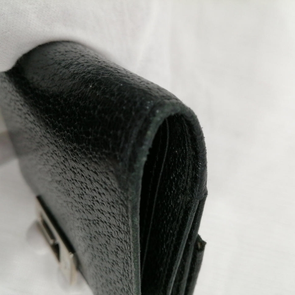Gucci G Squared Logo Black Pebbled Leather Silver Clasp French Compact Wallet - Picture 8 of 16